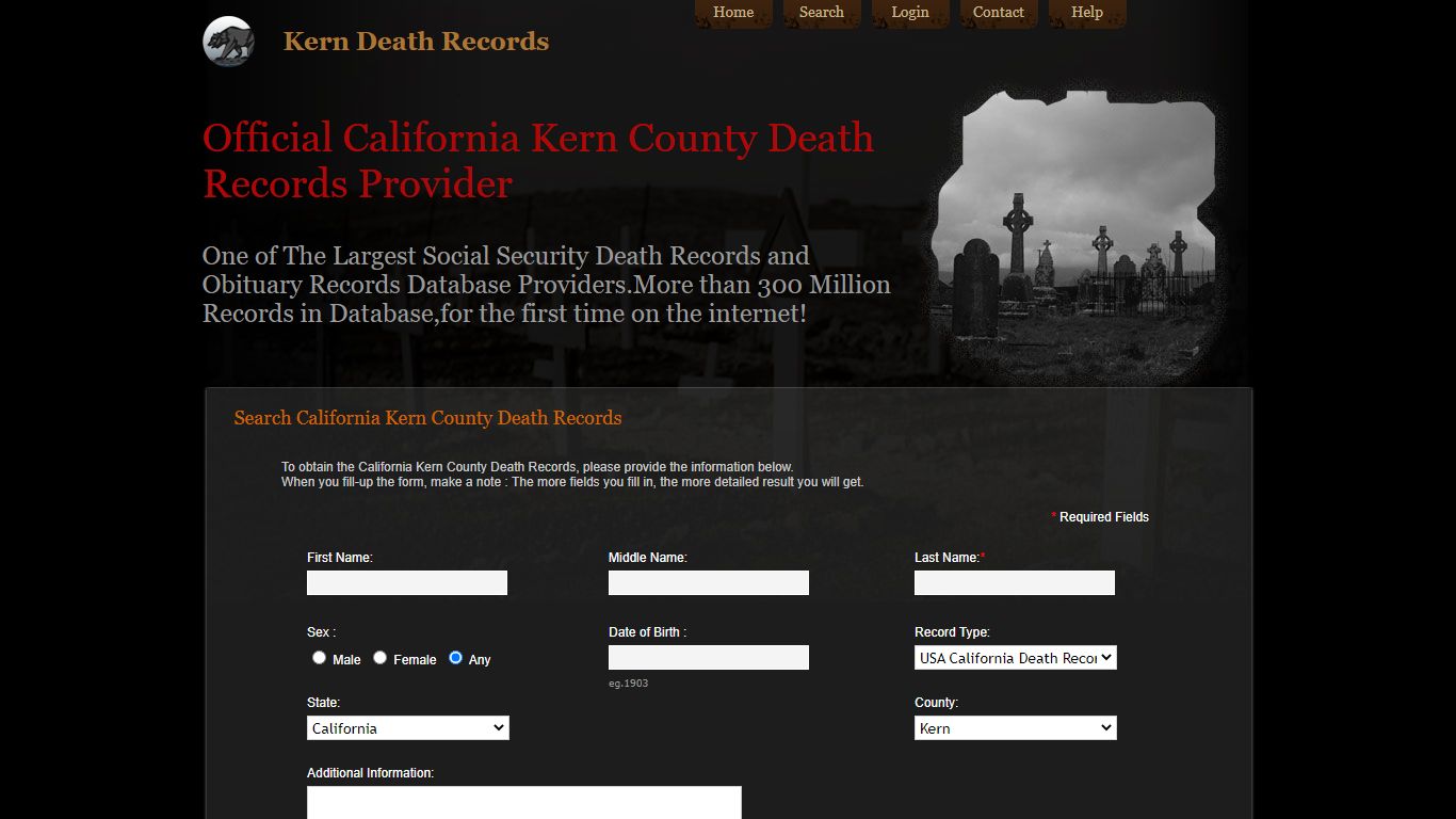 Public Records of Kern County. California State Death Records