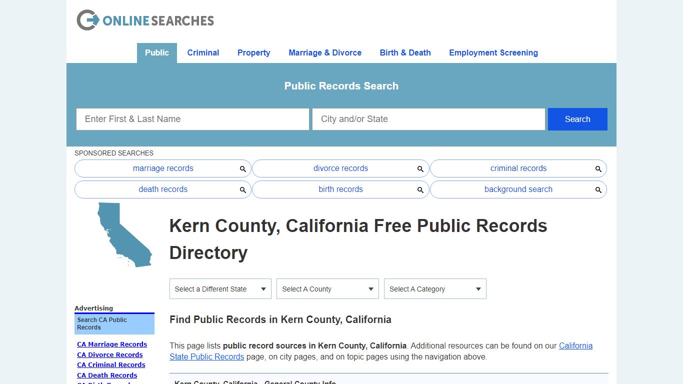 Kern County, California Public Records Directory